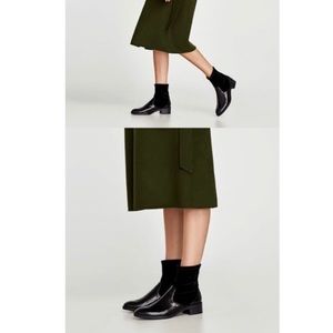 ZARA Black Velvet Chelsea Boots